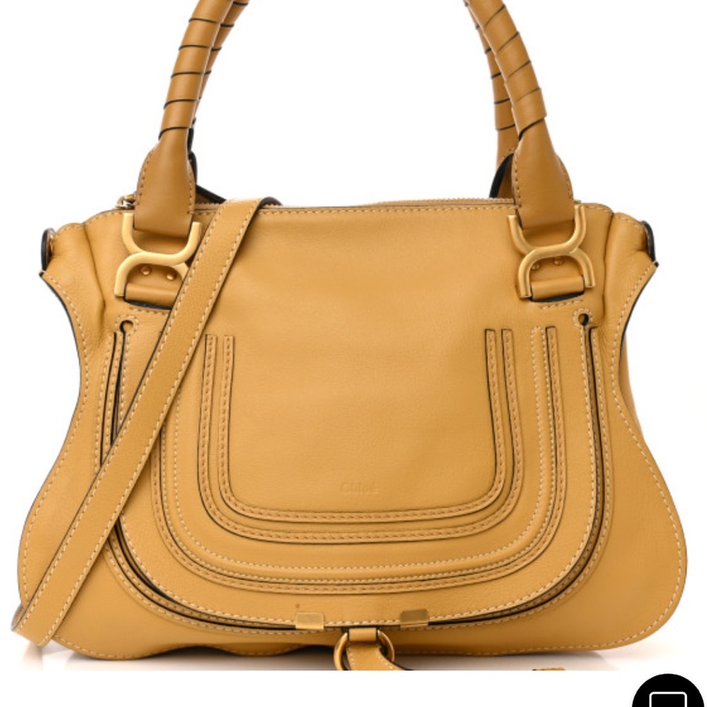 CHLOE Calfskin Marcie medium satchel, curry yellow